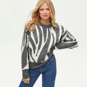 Michael Stars Maddie zebra jaquard sweater size medium NEW